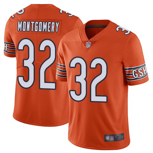 Nike Bears #32 David Montgomery Orange Stitched NFL Limited Rush Jersey - CBJ324