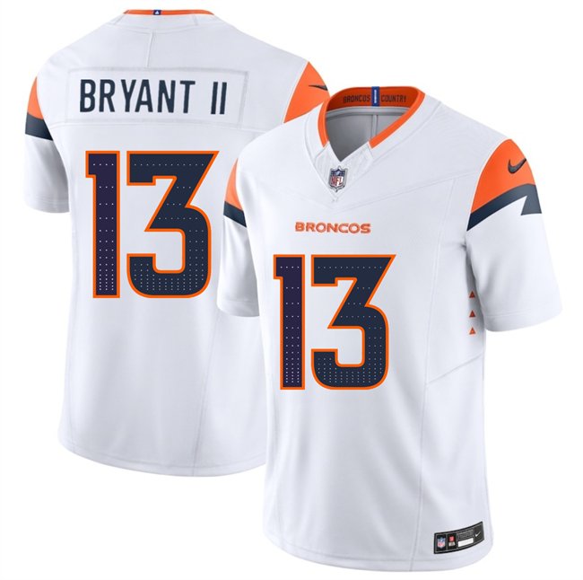 White Denver Broncos #13 Pat Bryant II 2025 Draft F.U.S.E. Vapor Limited Stitched Football Jersey