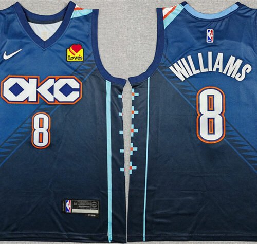 Navy Oklahoma City Thunder #8 Jalen Williams Stitched Basketball Jersey - OKC87
