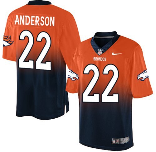 Nike Broncos #22 C.J. Anderson Orange/Navy Blue Stitched NFL Elite Fadeaway Fashion Jersey