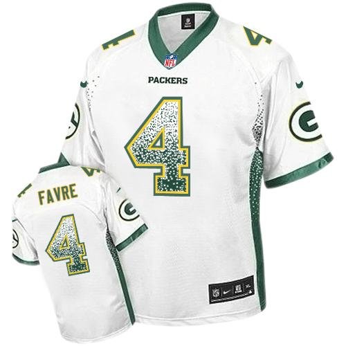 Nike Packers #4 Brett Favre White Stitched NFL Elite Drift Fashion Jersey - GBJ485