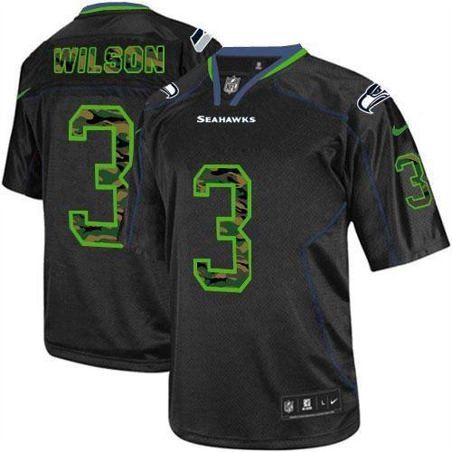 Nike Seahawks #3 Russell Wilson Black Stitched NFL Elite Camo Fashion Jersey
