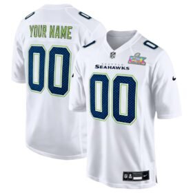 Seattle Seahawks Custom White Super Bowl LX Patch Tundra Fashion Game Jersey - SSR666