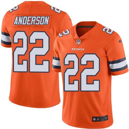 Nike Broncos #22 C.J. Anderson Orange Stitched NFL Limited Rush Jersey