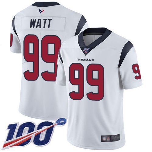 Nike Texans #99 J.J. Watt White Stitched NFL 100th Season Vapor Limited Jersey - HTJ399