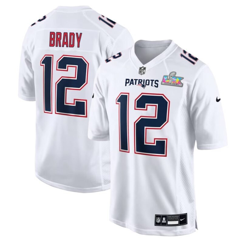 New England Patriots #12 Tom Brady White Super Bowl LX Patch Tundra Fashion Game Jersey - NEP111