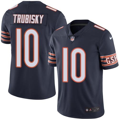 Nike Bears #10 Mitchell Trubisky Navy Blue Team Color Stitched NFL Vapor Untouchable Limited Jersey - CBJ273