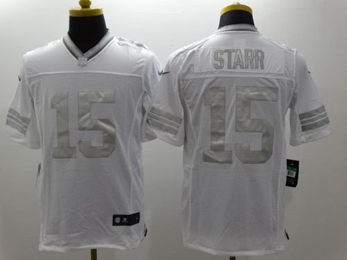 Nike Packers #15 Bart Starr White Stitched NFL Limited Platinum Jersey - GBJ115