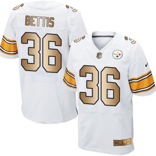 Nike Steelers #36 Jerome Bettis White Stitched NFL Elite Gold Jersey - PSJ555