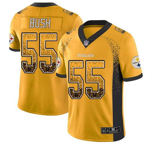 Nike Steelers #55 Devin Bush Gold Stitched NFL Limited Rush Drift Fashion Jersey - PSJ344