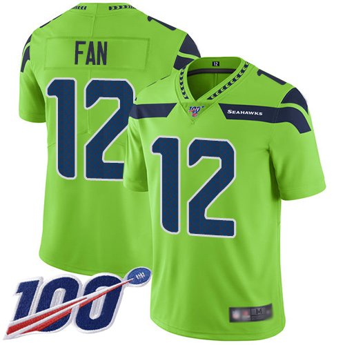 Nike Seahawks #12 Fan Green Stitched NFL Limited Rush 100th Season Jersey - SSR514