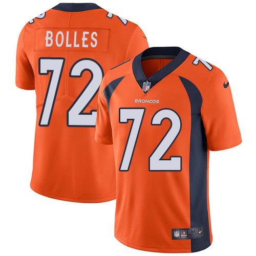 Nike Broncos #72 Garett Bolles Orange Team Color Stitched NFL Vapor Untouchable Limited Jersey