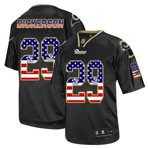 Nike Rams #29 Eric Dickerson Black Stitched NFL Elite USA Flag Fashion Jersey - LAR421