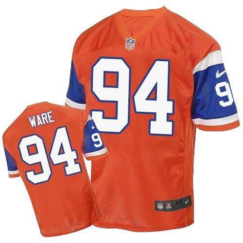Nike Broncos #94 DeMarcus Ware Orange Throwback Stitched NFL Elite Jersey