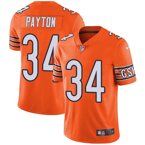 Nike Bears #34 Walter Payton Orange Stitched NFL Limited Rush Jersey - CBJ358