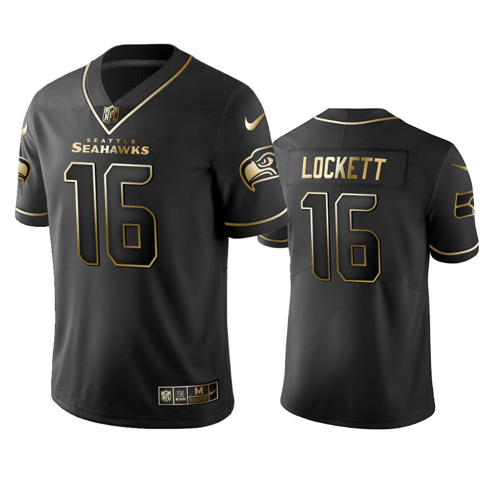 Seahawks #16 Tyler Lockett Stitched NFL Vapor Untouchable Limited Black Golden Jersey