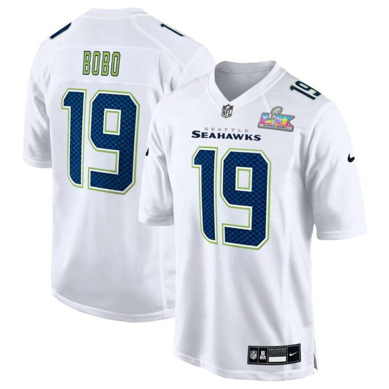 Seattle Seahawks #19 Jake Bobo White Super Bowl LX Patch Tundra Fashion Game Jersey - SSR656