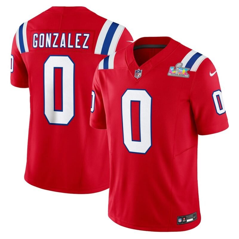 New England Patriots #0 Christian Gonzalez Red F.U.S.E. Vapor Limited Stitched Football Jersey - NEP164