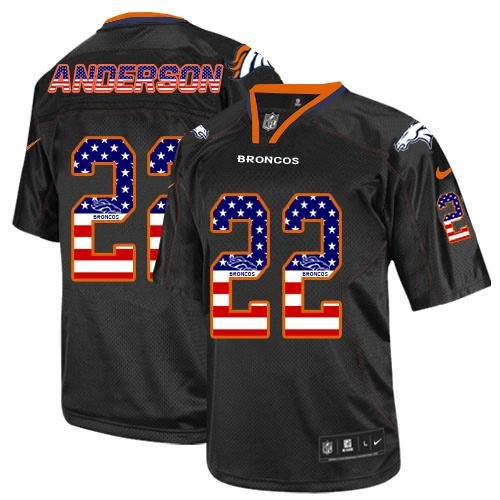 Nike Broncos #22 C.J. Anderson Black Stitched NFL Elite USA Flag Fashion Jersey