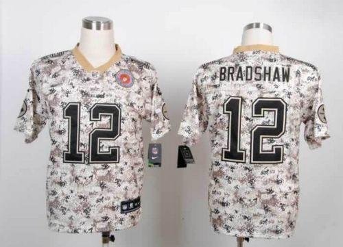 Nike Steelers #12 Terry Bradshaw Camo Stitched NFL Elite USMC Jersey - PSJ528