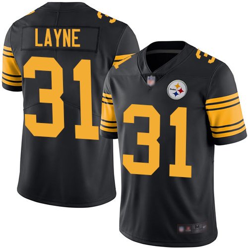 Nike Steelers #31 Justin Layne Black Stitched NFL Limited Rush Jersey - PSJ590