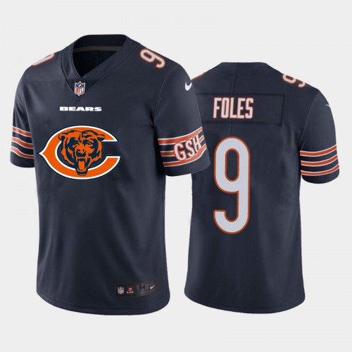 Chicago Bears #9 Foles Navy 2020 Team Big Logo Limited Stitched Jersey - CBJ395