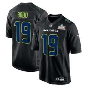 Seattle Seahawks #19 Jake Bobo Black Super Bowl LX Patch Carbon Fashion Game Jersey - SSR669