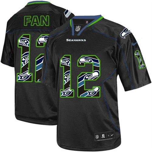 Nike Seahawks #12 New Fan Lights Out Black Stitched NFL Elite Jersey - SSR339