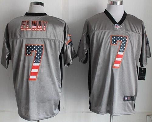 Nike Broncos #7 John Elway Grey Stitched NFL Elite USA Flag Fashion Jersey