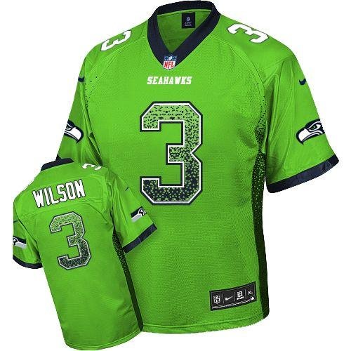 Nike Seahawks #3 Russell Wilson Green Stitched NFL Elite Drift Fashion Jersey
