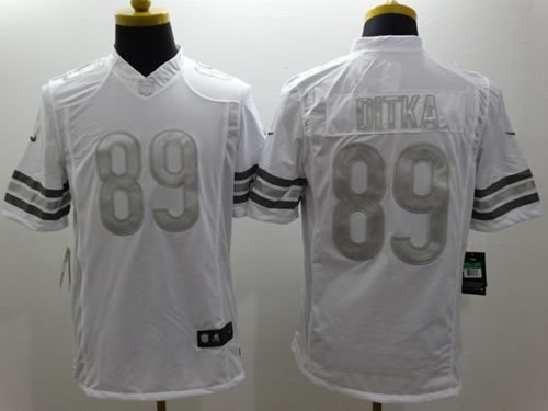 Nike Bears #89 Mike Ditka White Stitched NFL Limited Platinum Jersey - CBJ569
