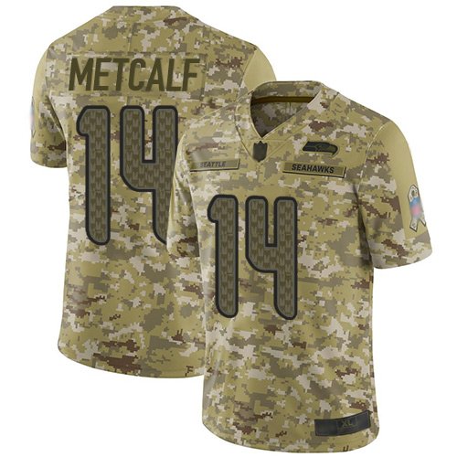 Nike Seahawks #14 D.K. Metcalf Camo Stitched NFL Limited 2018 Salute To Service Jersey