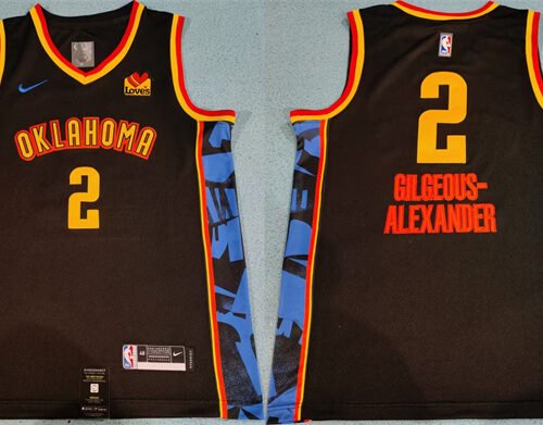 Black Oklahoma City Thunder #2 Shai Gilgeous-Alexander 2024-25 City Edition Stitched Basketball Jersey - OKC60