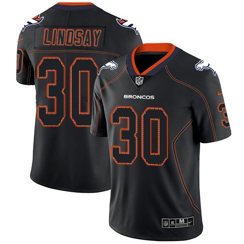 Nike Broncos #30 Phillip Lindsay Lights Out Black Stitched NFL Limited Rush Jersey