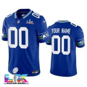 Seattle Seahawks Custom Royal Super Bowl LX Vapor F.U.S.E. Vapor Limited Stitched Football Jersey - SSR632