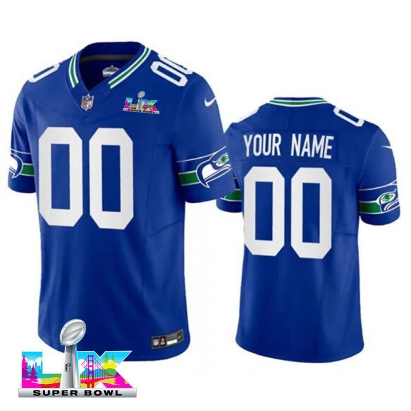 Seattle Seahawks Custom Royal Super Bowl LX Vapor F.U.S.E. Vapor Limited Stitched Football Jersey - SSR632