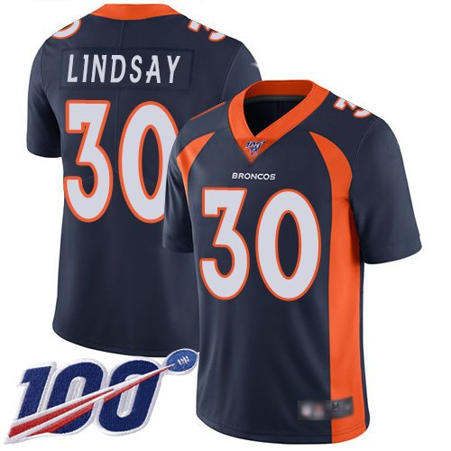 Nike Broncos #30 Phillip Lindsay Navy Blue Alternate Stitched NFL 100th Season Vapor Limited Jersey