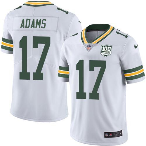 Nike Packers #17 Davante Adams White 100th Season Stitched NFL Vapor Untouchable Limited Jersey - GBJ127