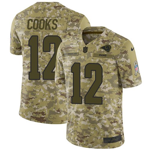 Nike Rams #12 Brandin Cooks Camo Stitched NFL Limited 2018 Salute To Service Jersey - LAR276