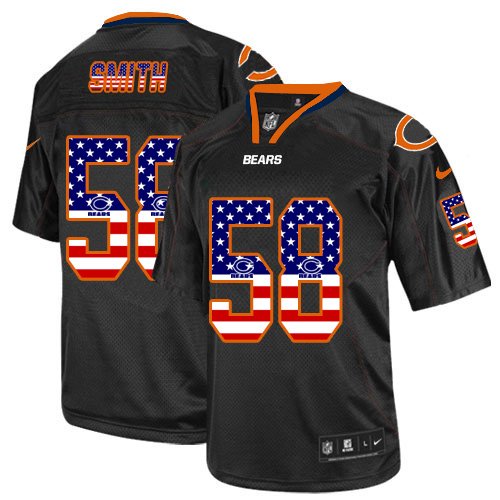 Nike Bears #58 Roquan Smith Black Stitched NFL Elite USA Flag Fashion Jersey - CBJ30