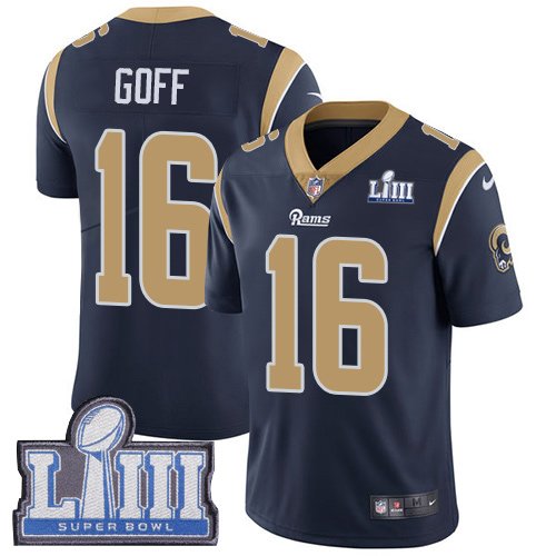 Nike Rams #16 Jared Goff Navy Blue Team Color Super Bowl LIII Bound Stitched NFL Vapor Untouchable Limited Jersey - LAR610