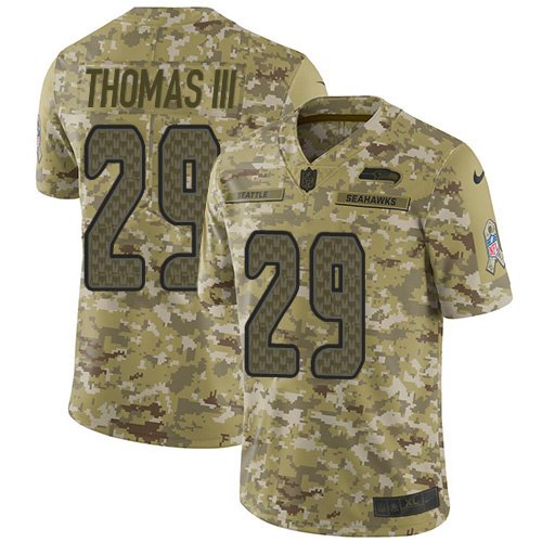 Nike Seahawks #29 Earl Thomas III Camo Stitched NFL Limited 2018 Salute To Service Jersey