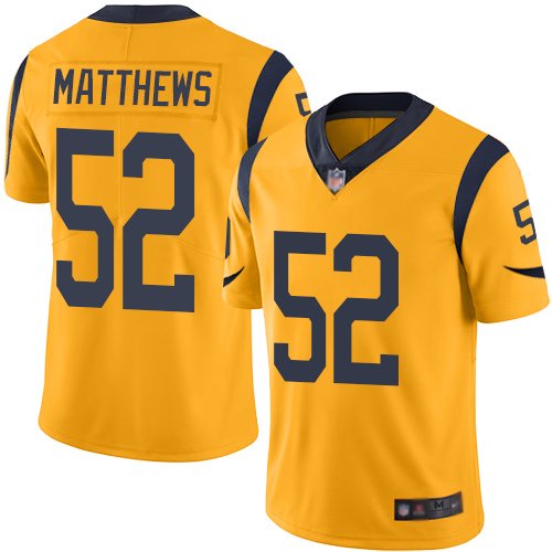 Nike Rams #52 Clay Matthews Gold Stitched NFL Limited Rush Jersey - LAR219