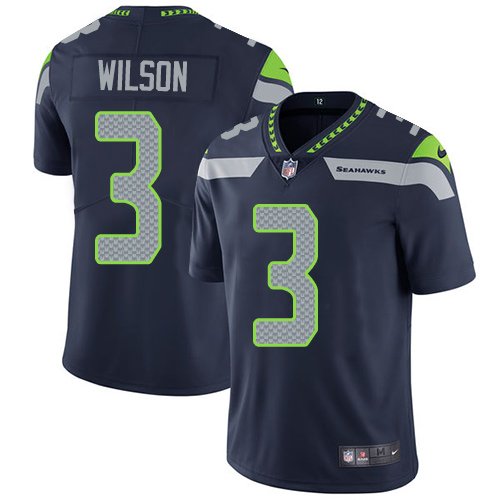Nike Seahawks #3 Russell Wilson Steel Blue Team Color Stitched NFL Vapor Untouchable Limited Jersey