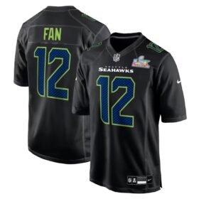 Seattle Seahawks 12s  Black Super Bowl LX Patch Carbon Fashion Game Jersey - SSR664