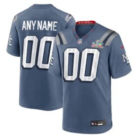 New England Patriots Custom Blue Super Bowl LX Patch Rivalries Collection Game Jersey - NEP112