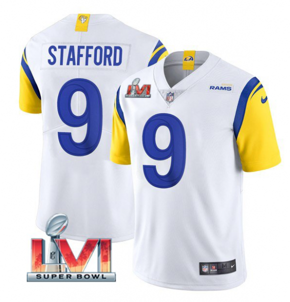 White Los Angeles Rams #9 Matthew Stafford 2022 Super Bowl LVI Vapor Limited Stitched Jersey - LAR579