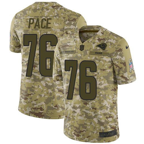 Nike Rams #76 Orlando Pace Camo Stitched NFL Limited 2018 Salute To Service Jersey - LAR278