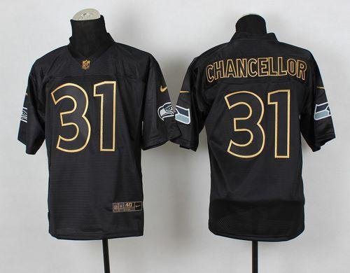Nike Seahawks #31 Kam Chancellor Black Gold No. Fashion Stitched NFL Elite Jersey