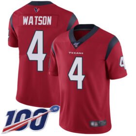 Nike Texans #4 Deshaun Watson Red Alternate Stitched NFL 100th Season Vapor Limited Jersey - HTJ87